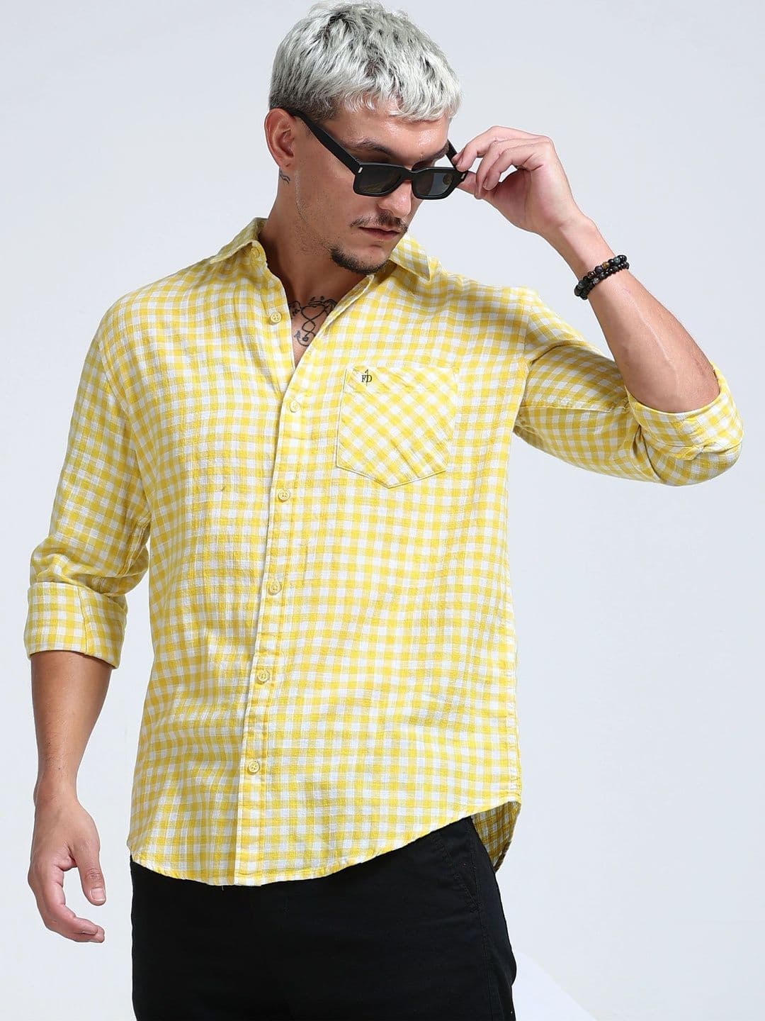 FashionDistrict Men Comfort Gingham Checks Sheer Checked Casual Shirt - view 1