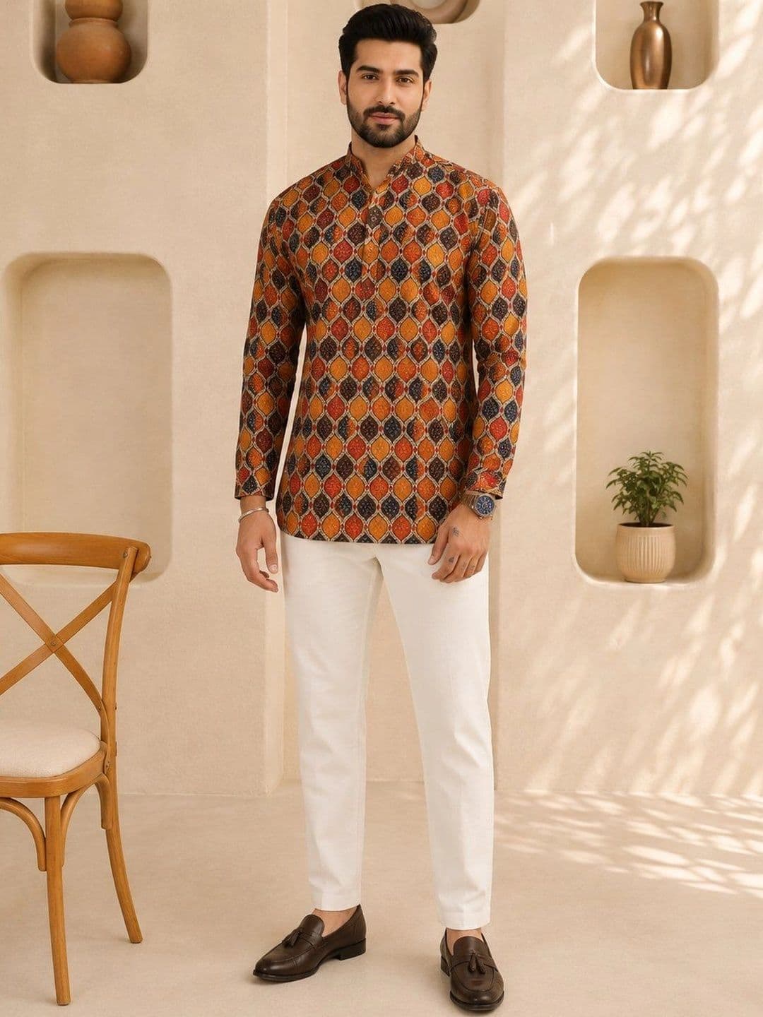 Anouk Men Geometric Printed Kurta thumbnail 6
