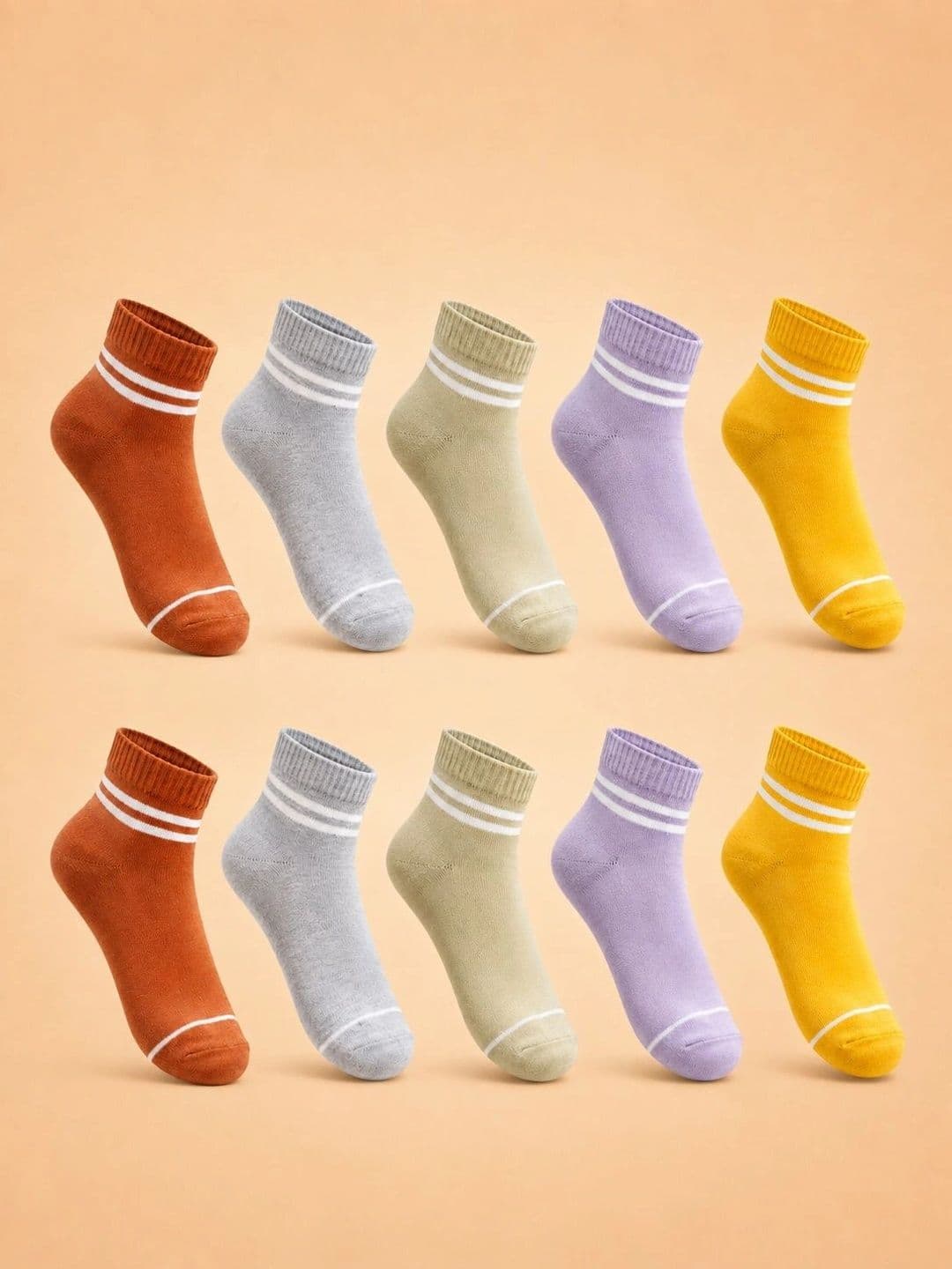 ADDOSSO Men Pack of 10 Cotton Assorted Striped Ankle Length Socks - view 1
