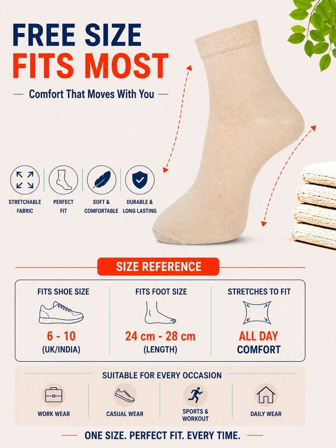 ADDOSSO Men Pack of 3 Cotton Assorted Ankle Length Socks thumbnail 4