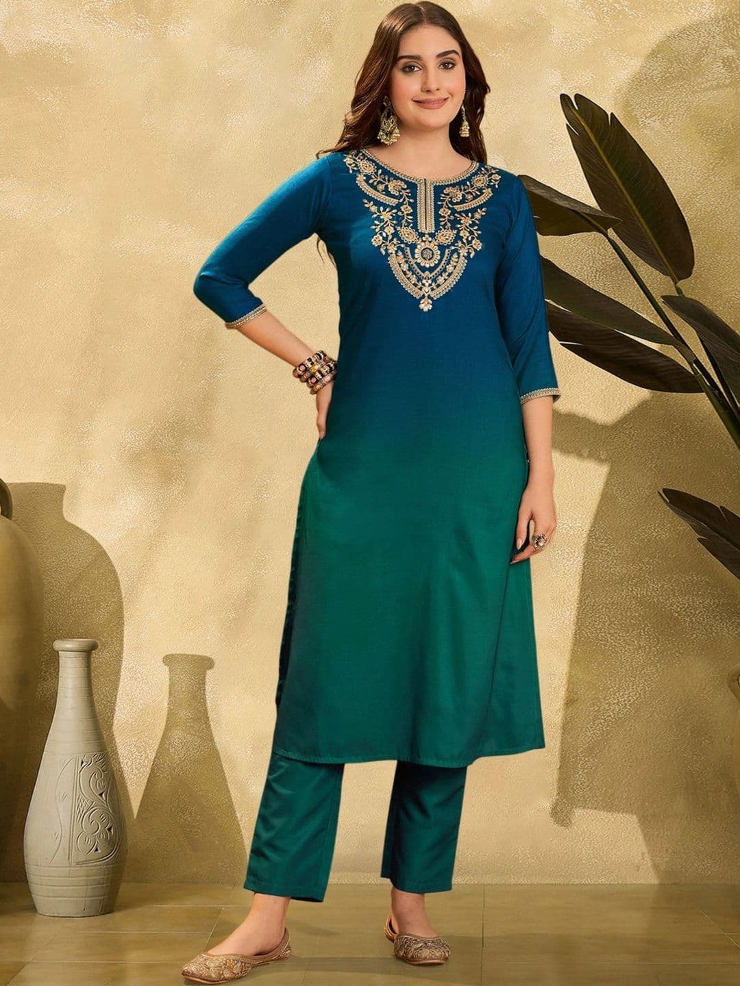 LeeliPeeri Designer Women Ethnic Motifs Embroidered Regular Thread Work Kurta with Trousers & With Dupatta thumbnail 7