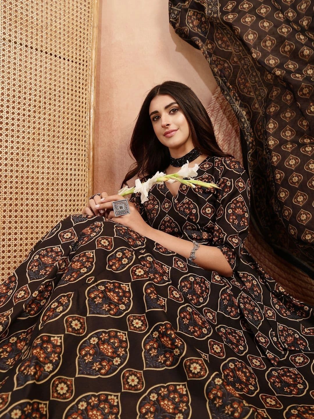 GULMOHAR JAIPUR Women Ethnic Motifs Printed Regular Pure Cotton Kurta with Palazzos & With Dupatta - view 1