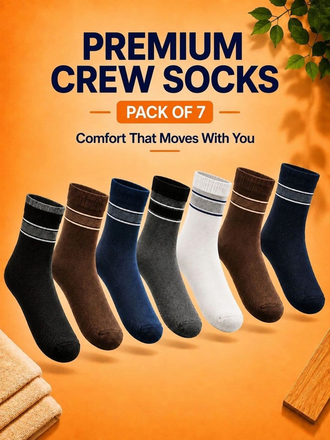 ADDOSSO Men Pack of 7 Cotton Assorted Striped Above Ankle Socks thumbnail 4