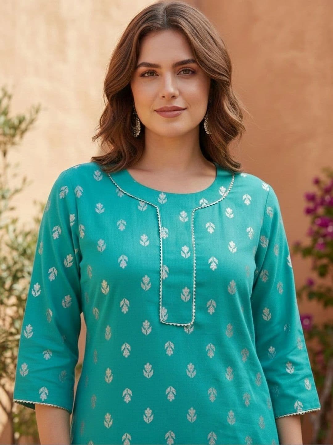 KALAMIR Women Ethnic Motifs Printed Regular Kurta with Trousers thumbnail 2