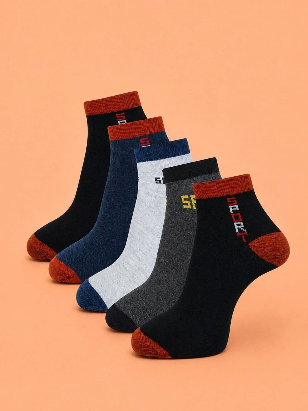 ADDOSSO Men Pack of 5 Cotton Assorted Patterned Ankle Length Socks - view 1