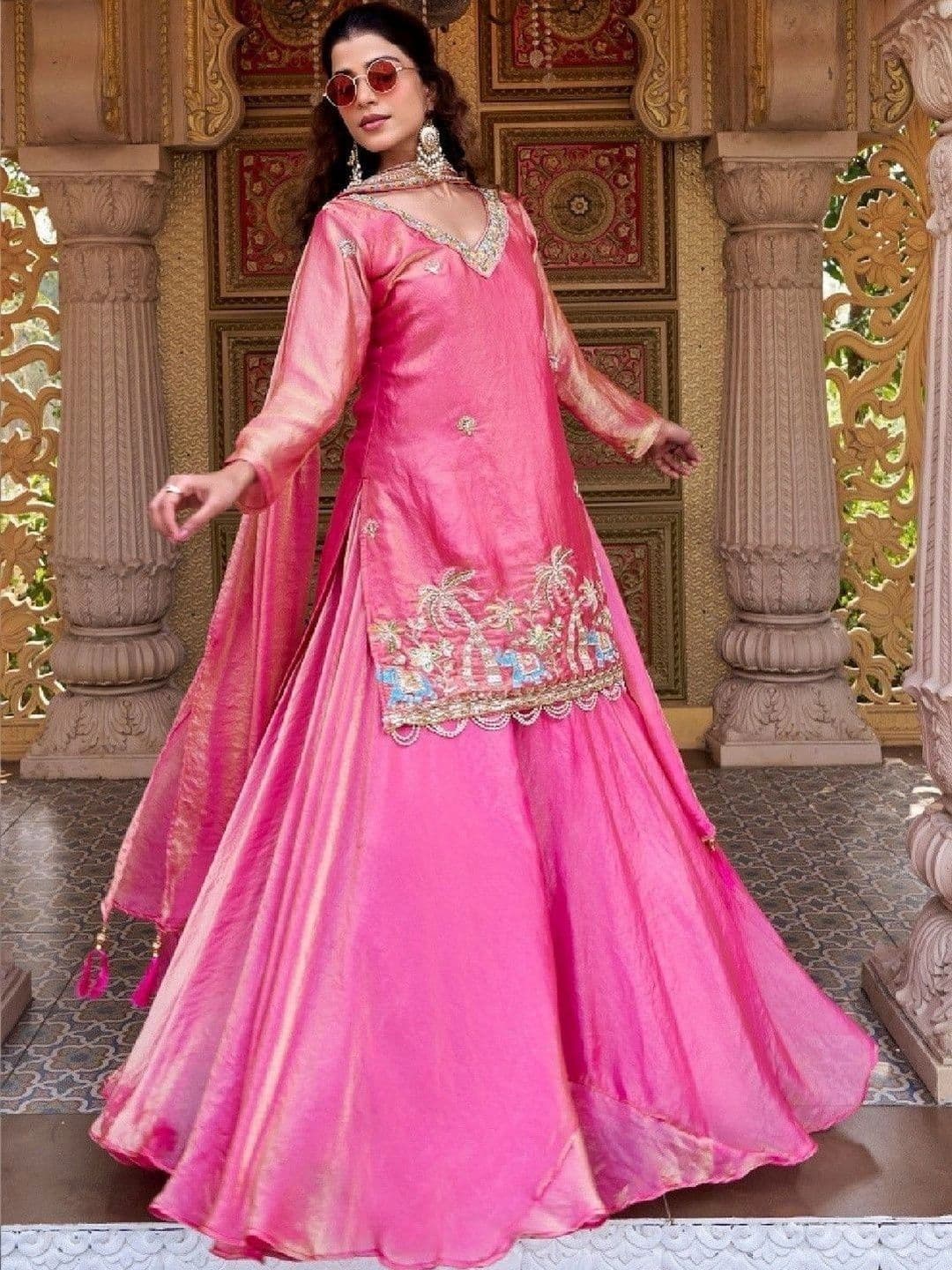 Shree Ram Creation Women Embroidered Thread Work Ready to Wear Lehenga & Blouse & Dupatta - view 1