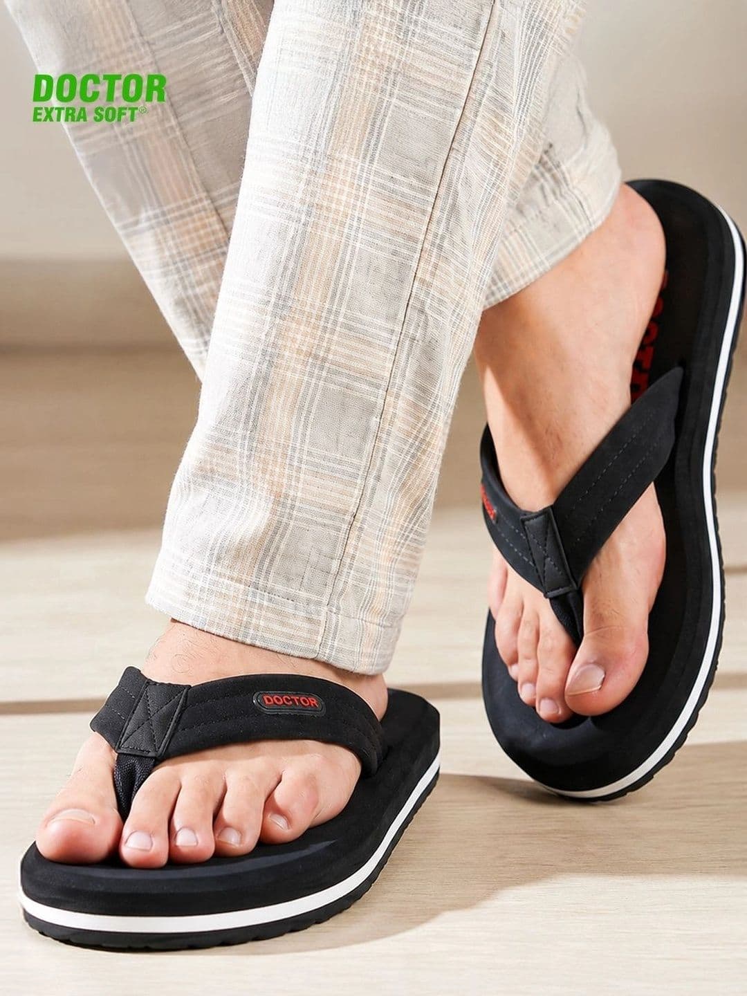 DOCTOR EXTRA SOFT Men Non-Allergenic Sweat Wicking Anti-Skid Thong Flip-Flops - view 1