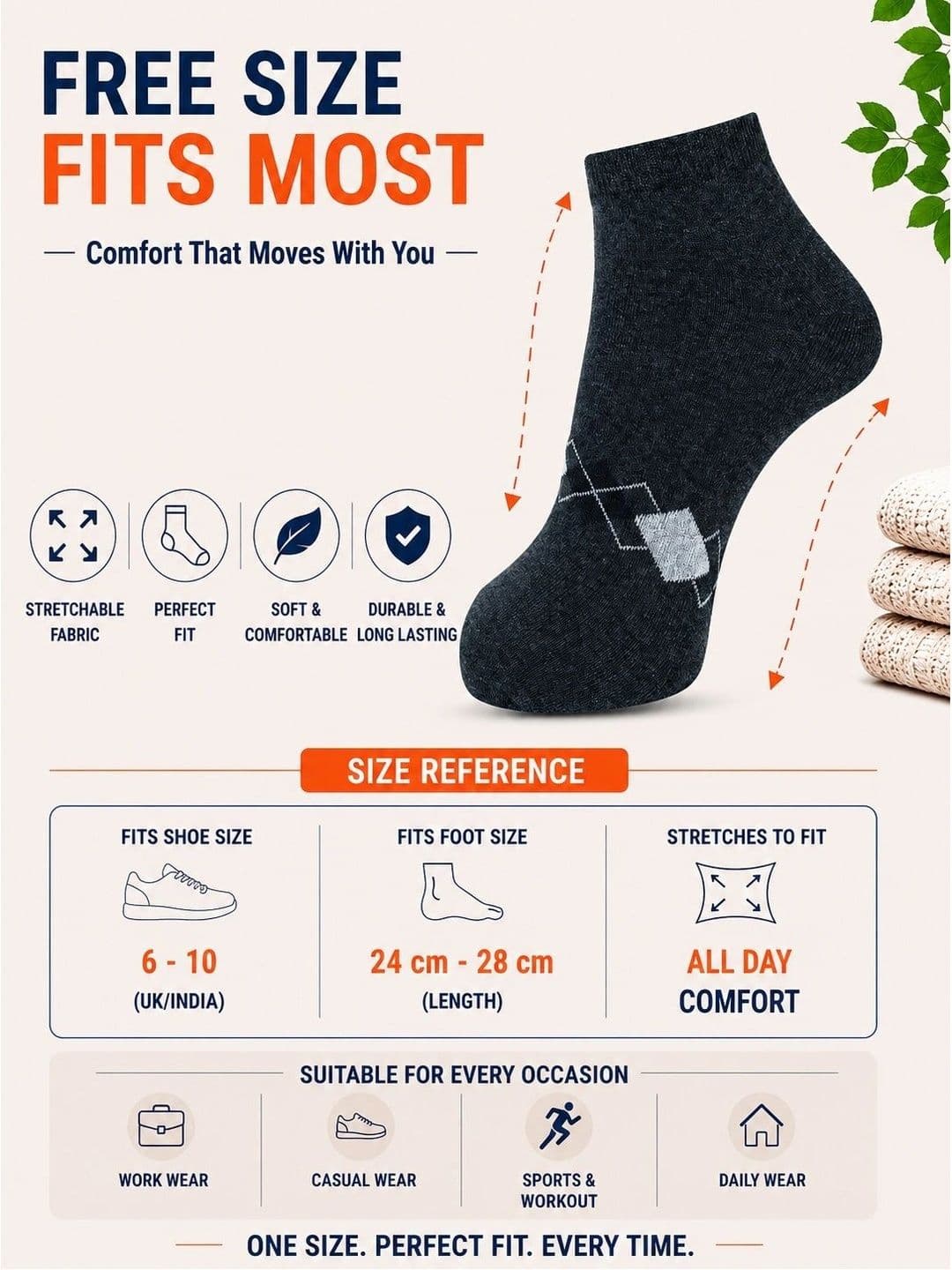 ADDOSSO Men Pack of 5 Cotton Assorted Patterned Above Ankle Socks thumbnail 2