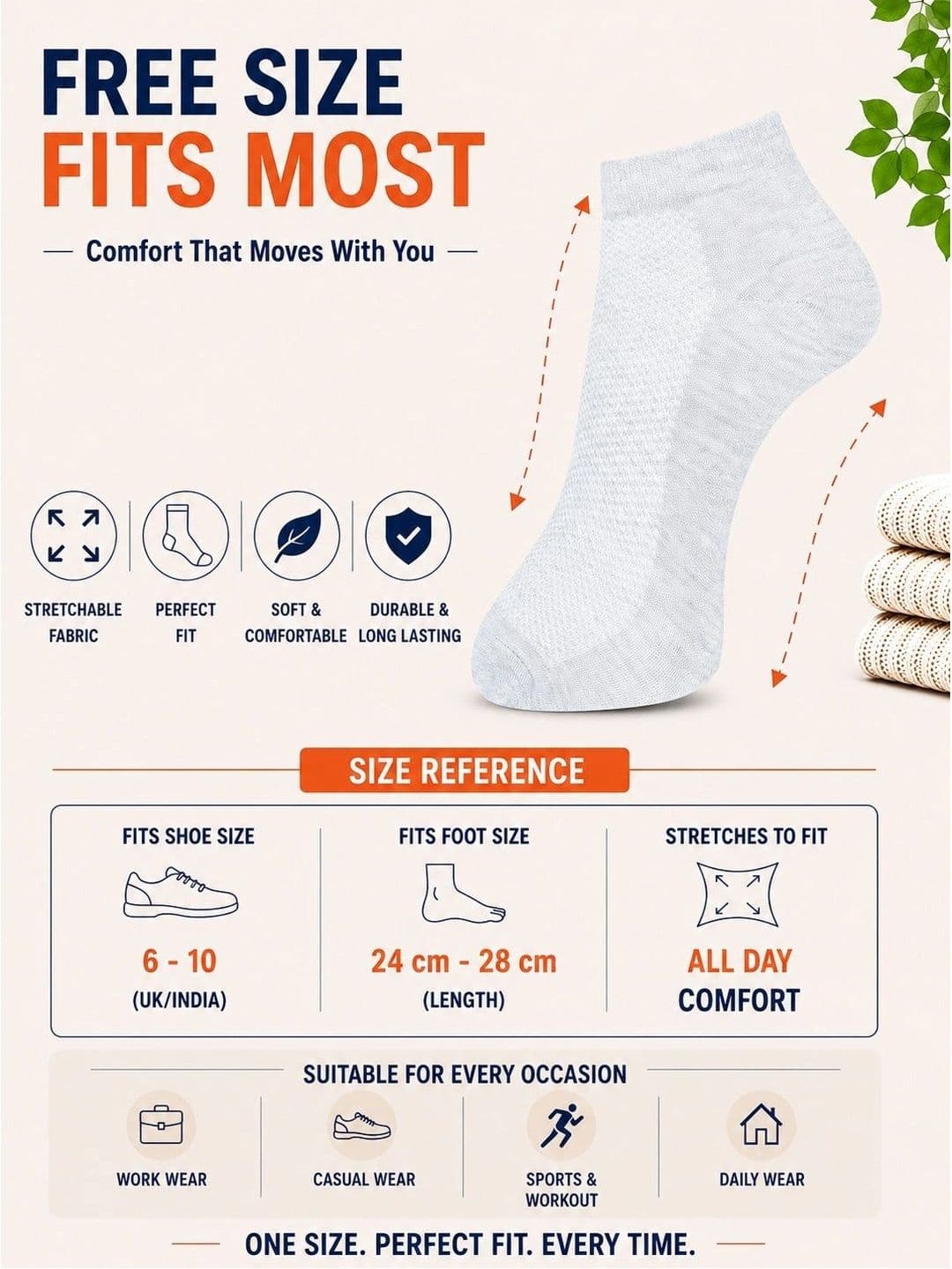 ADDOSSO Men Pack of 3 Cotton Assorted Ankle Length Socks thumbnail 4