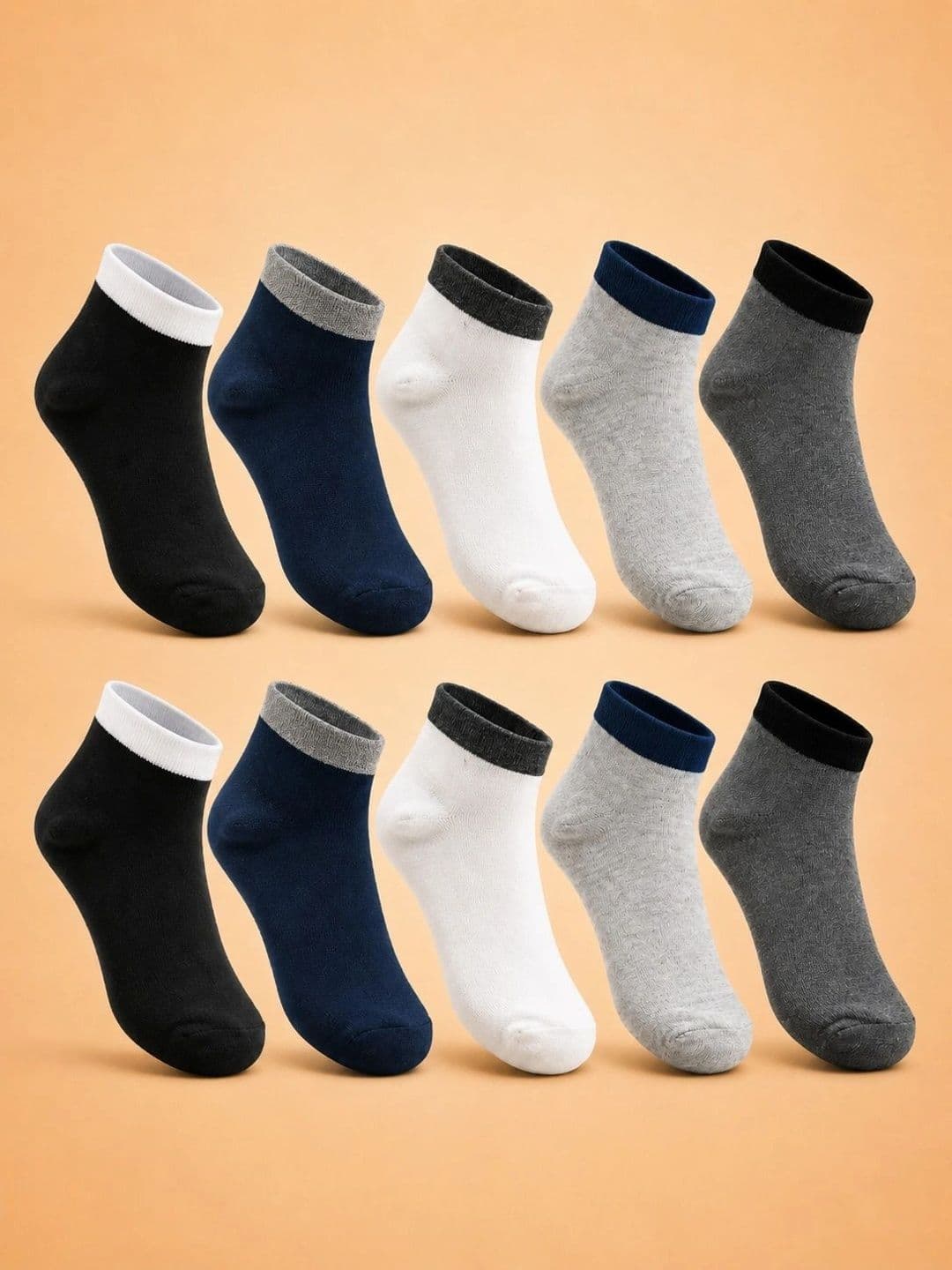 ADDOSSO Men Pack of 10 Cotton Assorted Ankle Length Socks - view 1