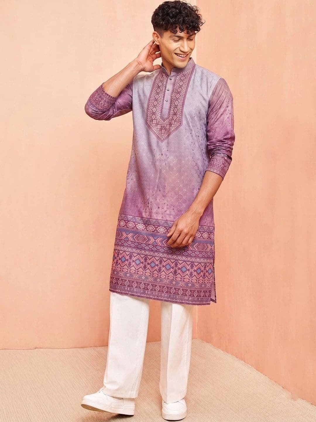 VELKYNOX Men Ethnic Motifs Printed Kurta thumbnail 3