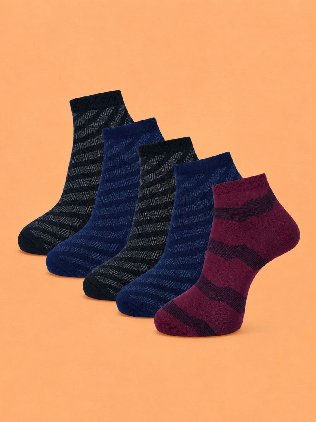 ADDOSSO Men Pack of 5 Cotton Assorted Patterned Ankle Length Socks - view 1