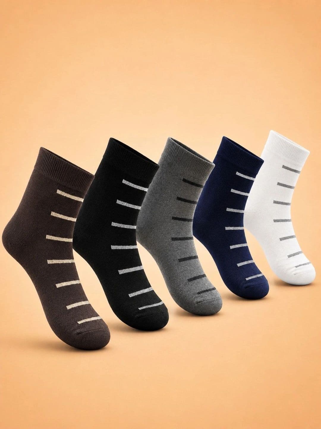 ADDOSSO Men Pack of 5 Cotton Assorted Patterned Calf Length Socks - view 1
