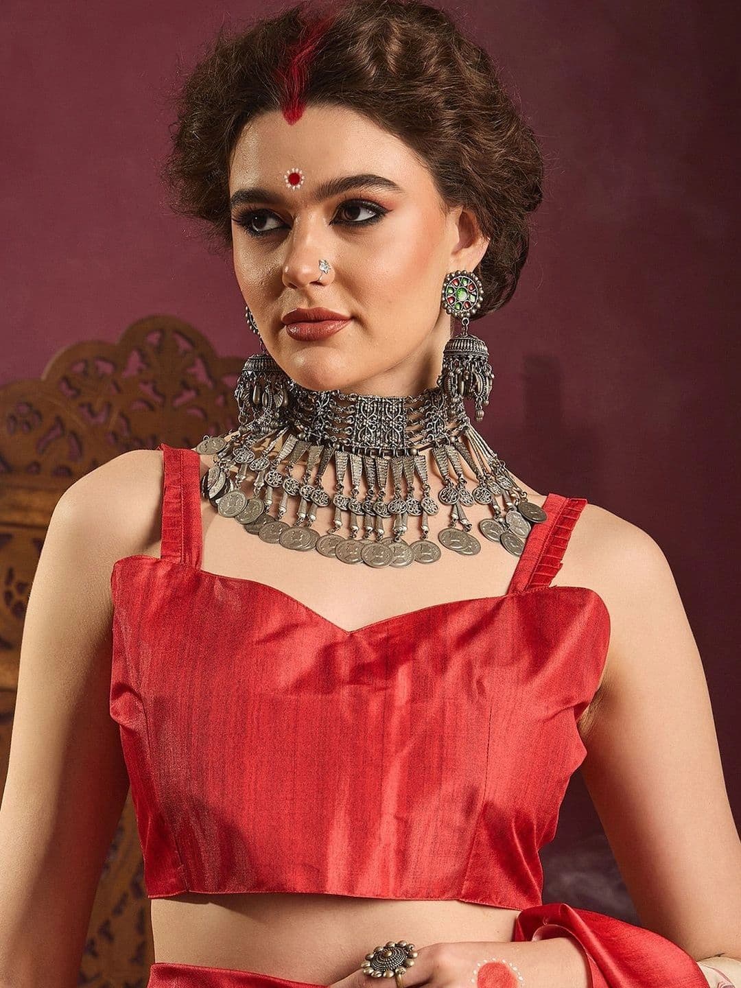 Sangria Silk Blend Designer Garad Saree thumbnail 5