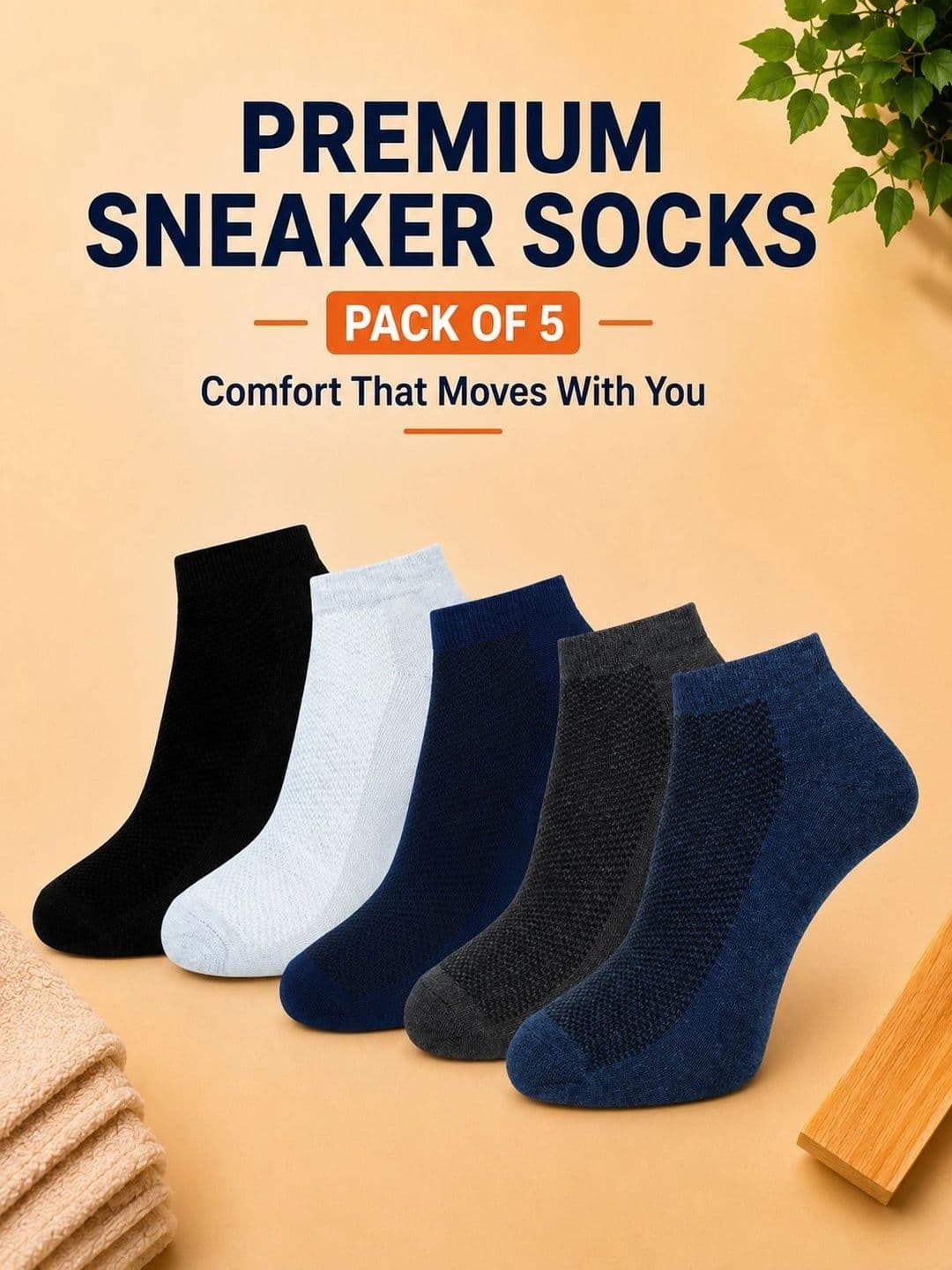ADDOSSO Men Pack of 5 Cotton Assorted Patterned Ankle Length Socks thumbnail 2