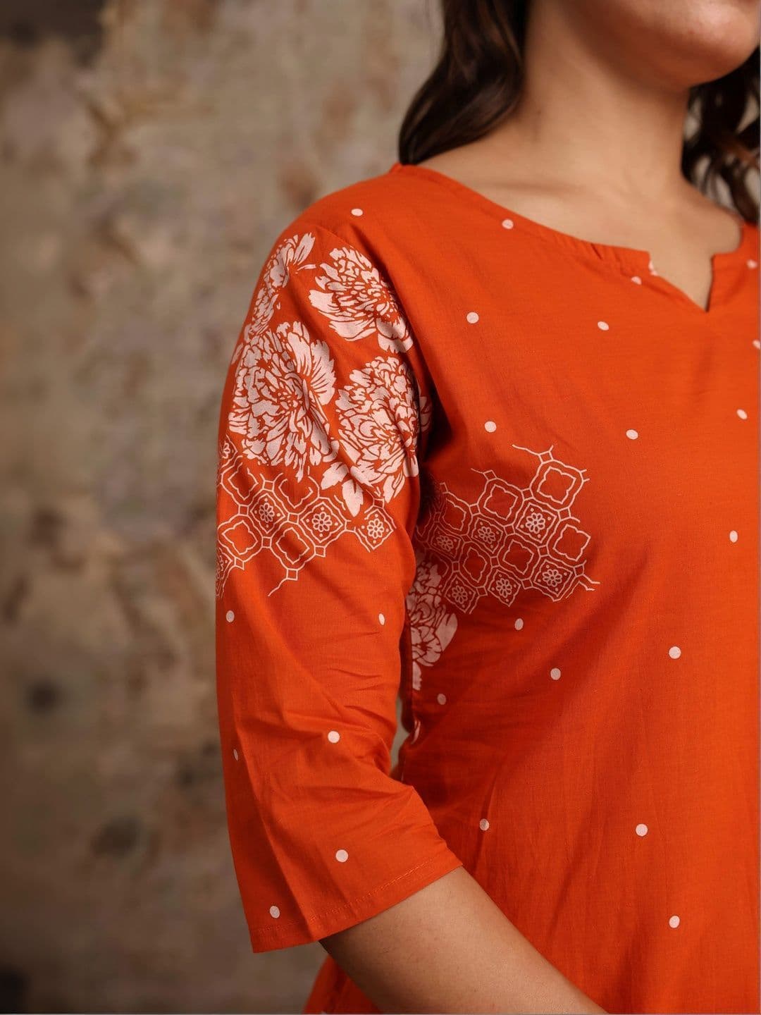 Zyla Women Floral Checked Mirror Work Kurta thumbnail 2