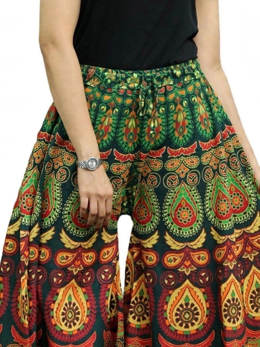 OUTER WEAR AYAM EXPORTS Women Ethnic Motifs Printed Knitted Ethnic Palazzos thumbnail 5