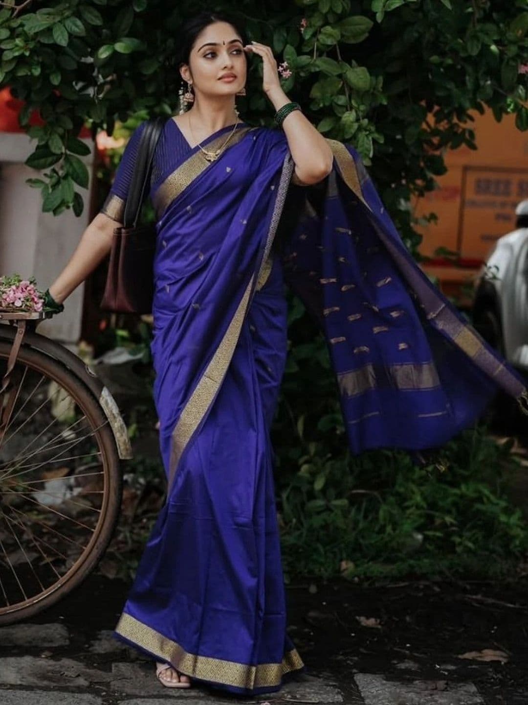 HERE&NOW Women Woven Design Zari Banarasi Saree - view 1