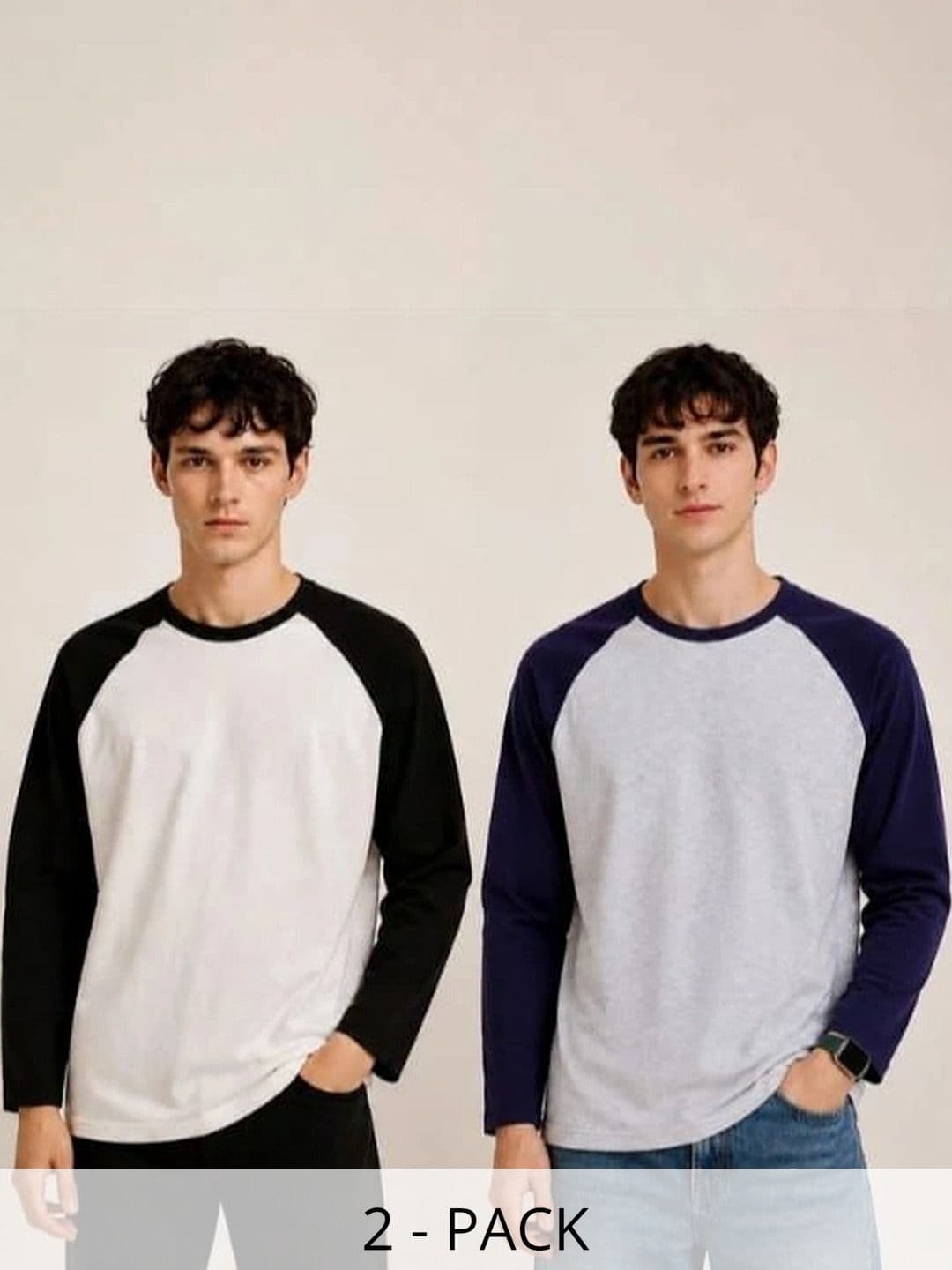 BI FASHION Men 2 Colourblocked Pure Cotton T-shirt - view 1