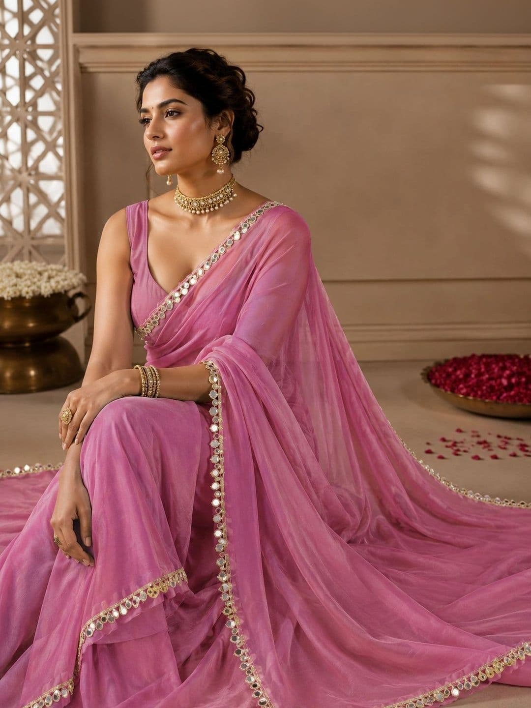 LabelVASTRA  Women Mirror Work Saree thumbnail 3