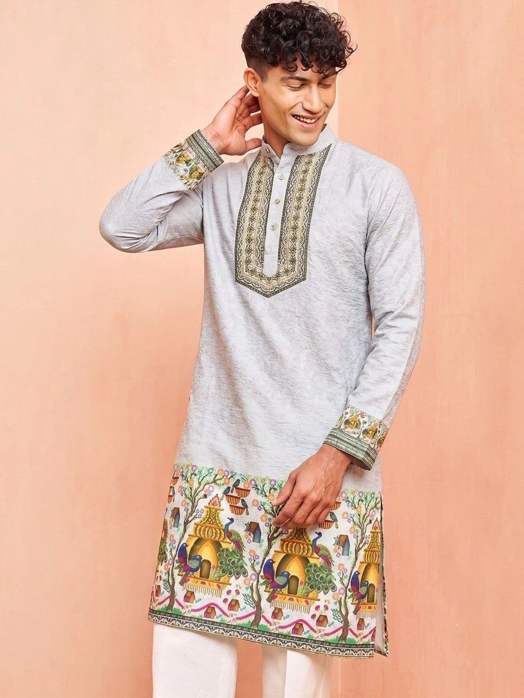 VELKYNOX Men Embroidered Thread Work Kurta - view 1