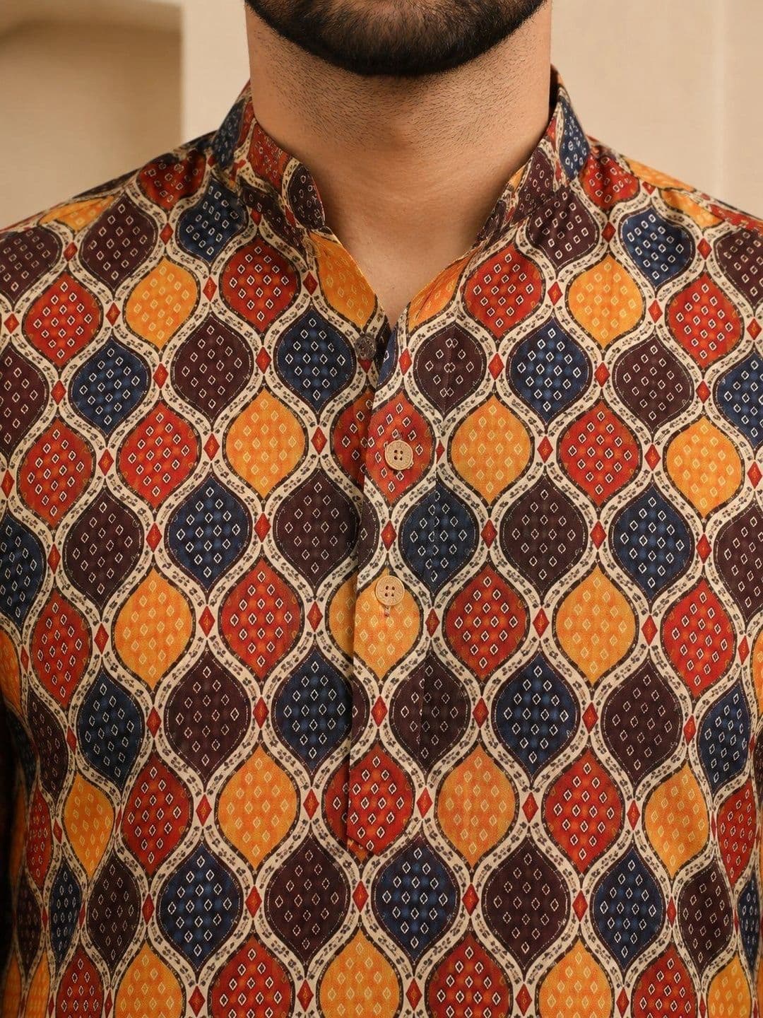 Anouk Men Geometric Printed Kurta thumbnail 7