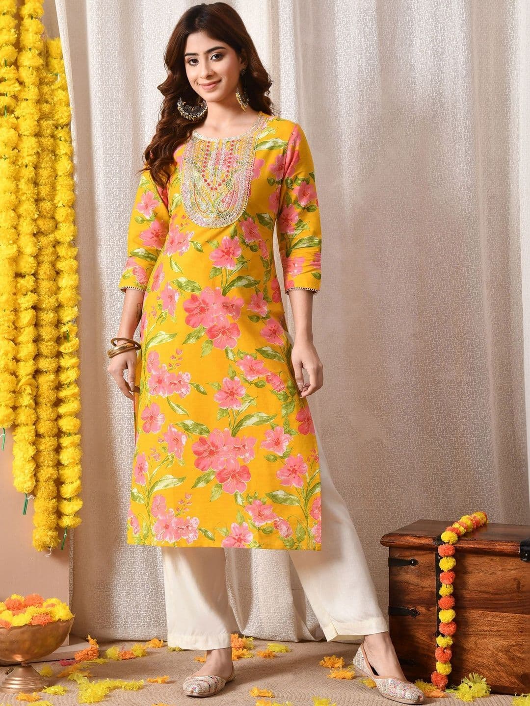 KJTRENDS Women Floral Printed Floral Kurta thumbnail 6