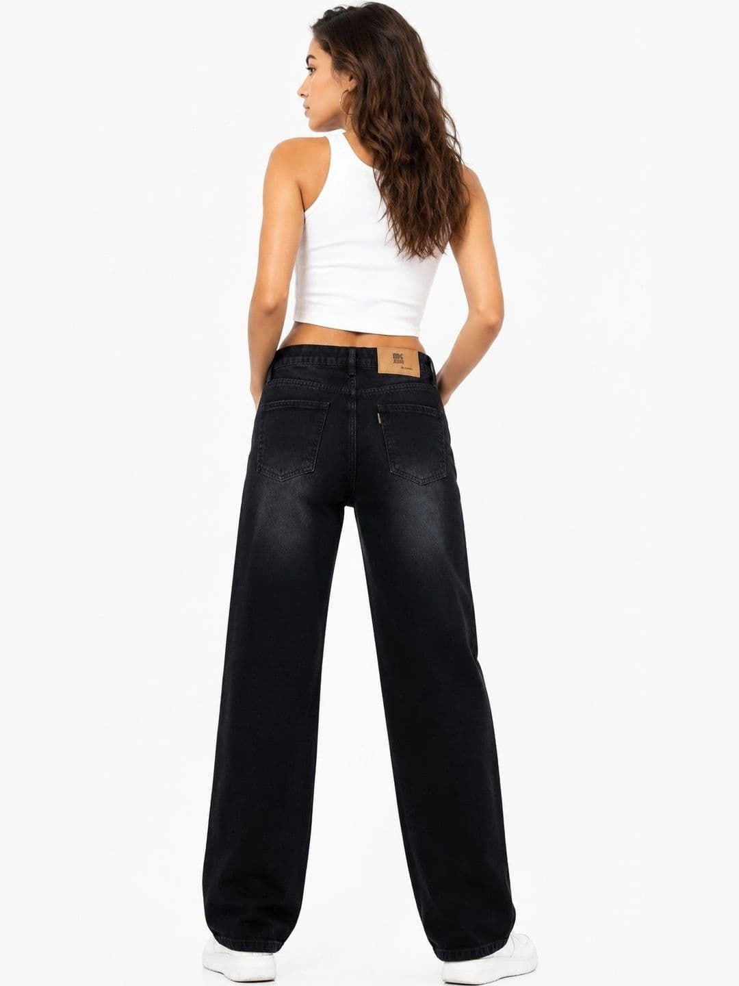 DS CREATIVE Women Wide Leg Mid-Rise Light Fade Embellished Jeans thumbnail 7