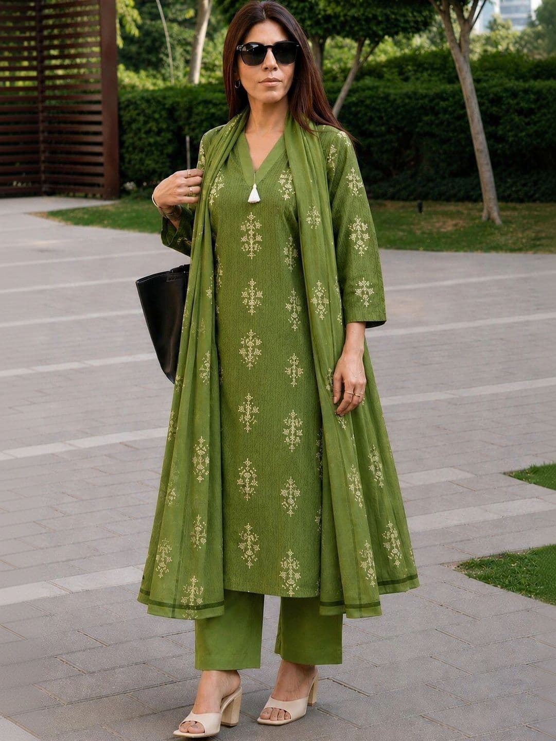 SZN Women Ethnic Motifs Printed Regular Kurta with Palazzos & With Dupatta - view 1