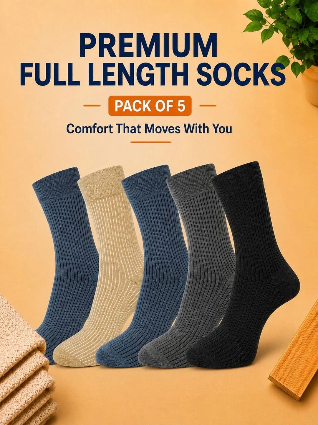ADDOSSO Men Pack of 5 Cotton Assorted Patterned Calf Length Socks thumbnail 3