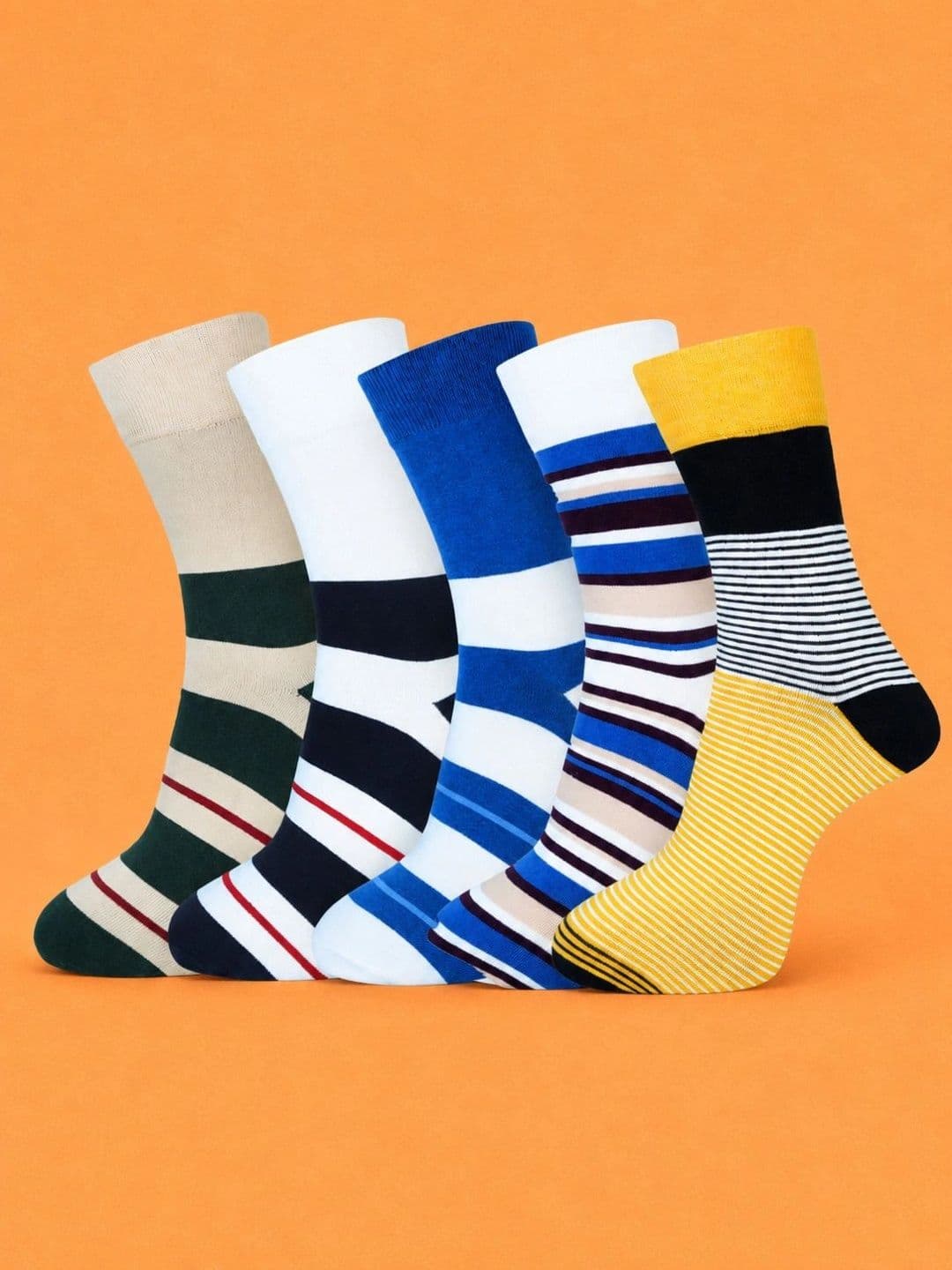 ADDOSSO Men Pack of 5 Cotton Assorted Patterned Calf Length Socks - view 1