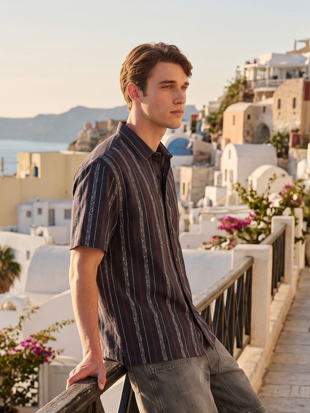Mast & Harbour Easy Drape Textured Stripe Shirt - view 1