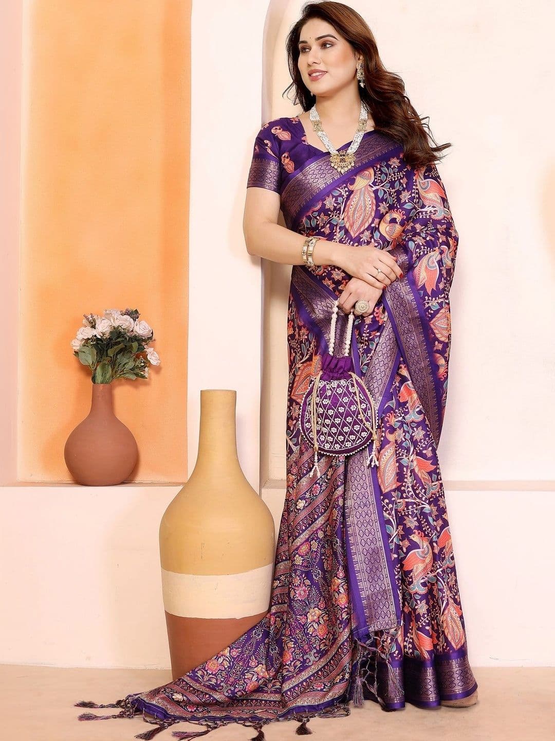 VS MALL Woven Design Zari Silk Cotton Saree thumbnail 4