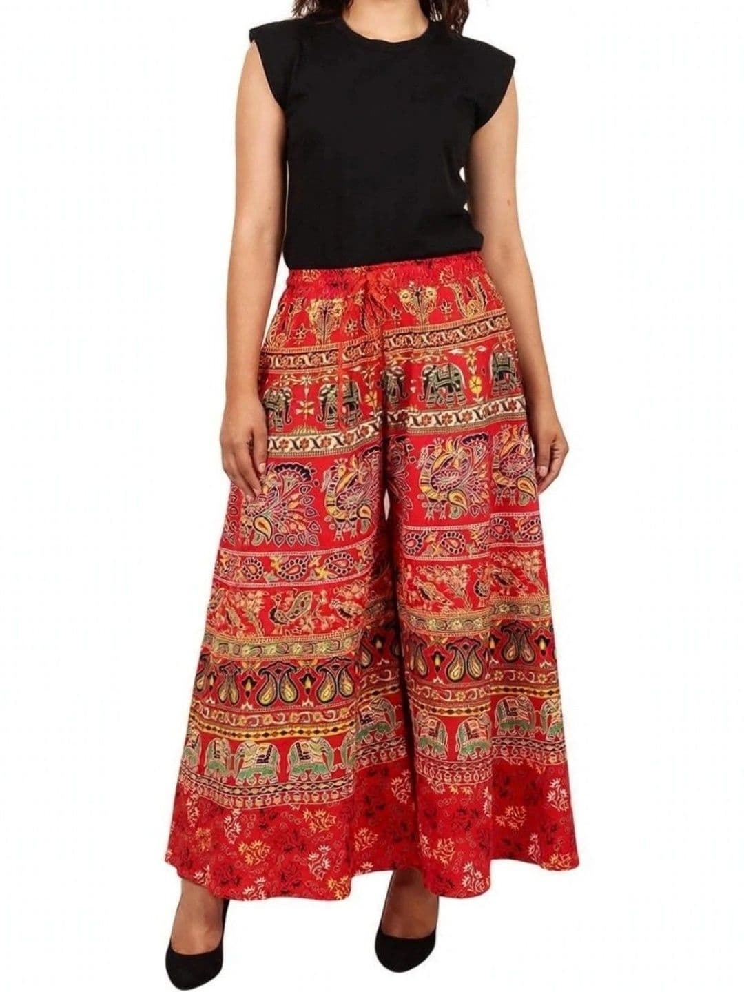 OUTER WEAR AYAM EXPORTS Women Ethnic Motifs Printed Knitted Ethnic Palazzos - view 1