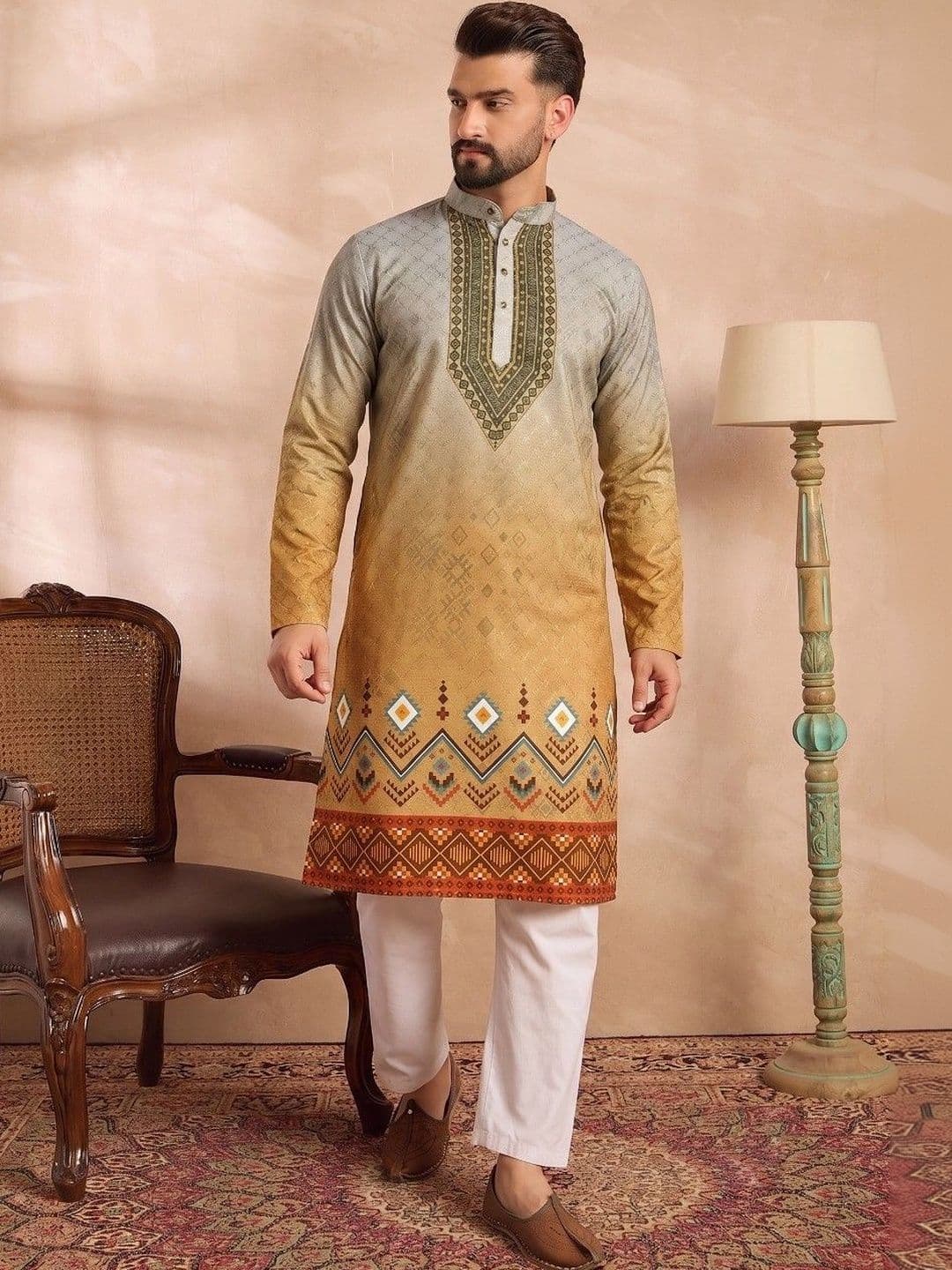 VELKYNOX Men Thread Work Kurta thumbnail 4