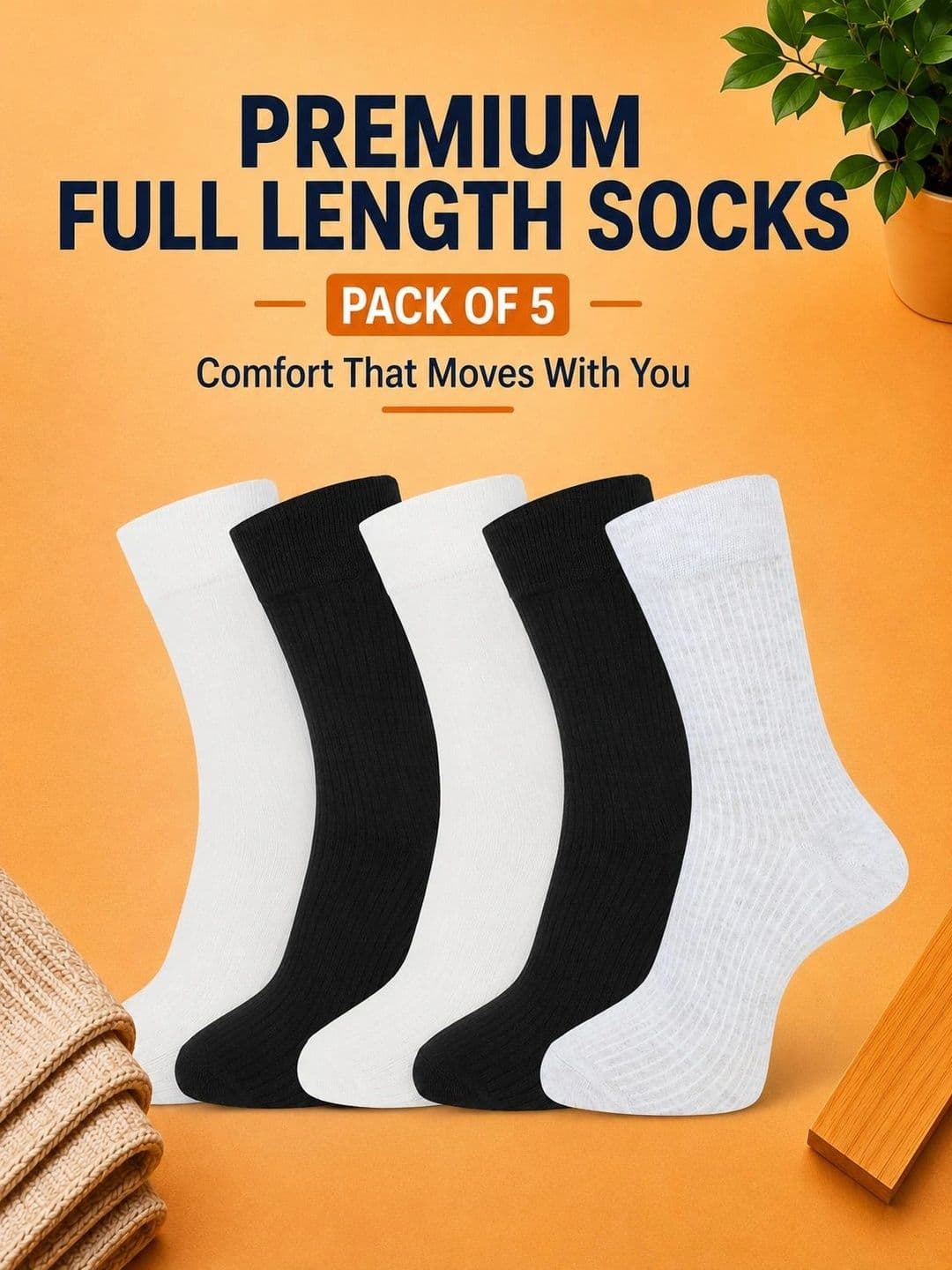 ADDOSSO Men Pack of 5 Cotton Assorted Patterned Calf Length Socks thumbnail 2