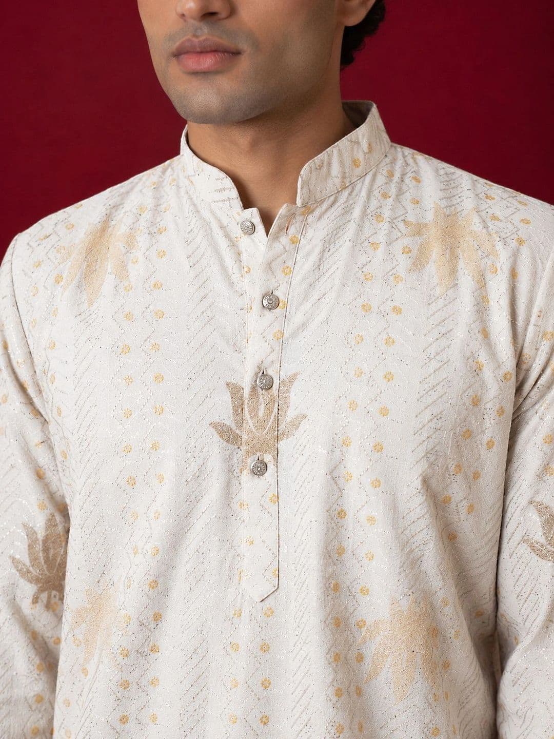 Jompers Men Ethnic Motifs Embroidered Thread Work Kurta thumbnail 3