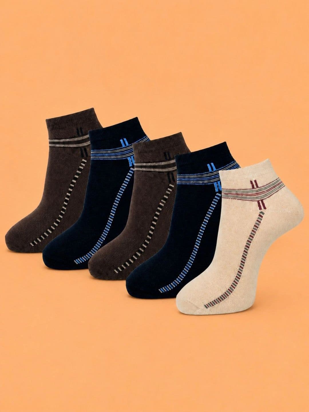 ADDOSSO Men Pack of 5 Cotton Assorted Patterned Ankle Length Socks - view 1