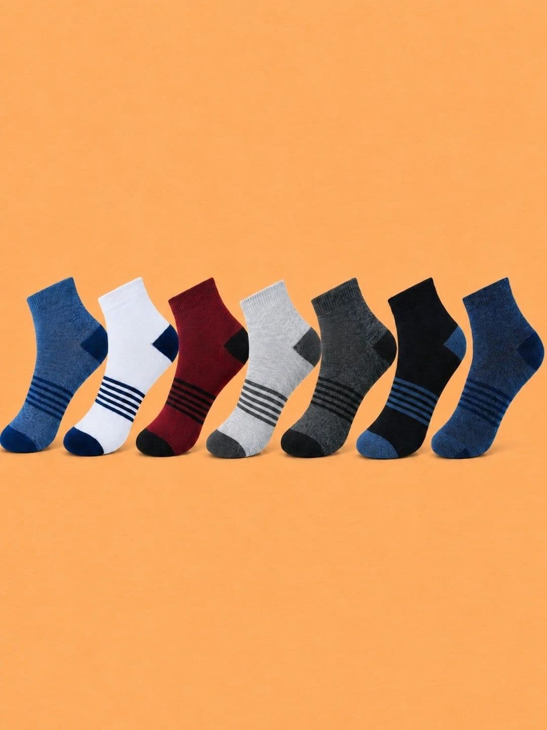 ADDOSSO Men Pack of 7 Cotton Assorted Striped Ankle Length Socks - view 1