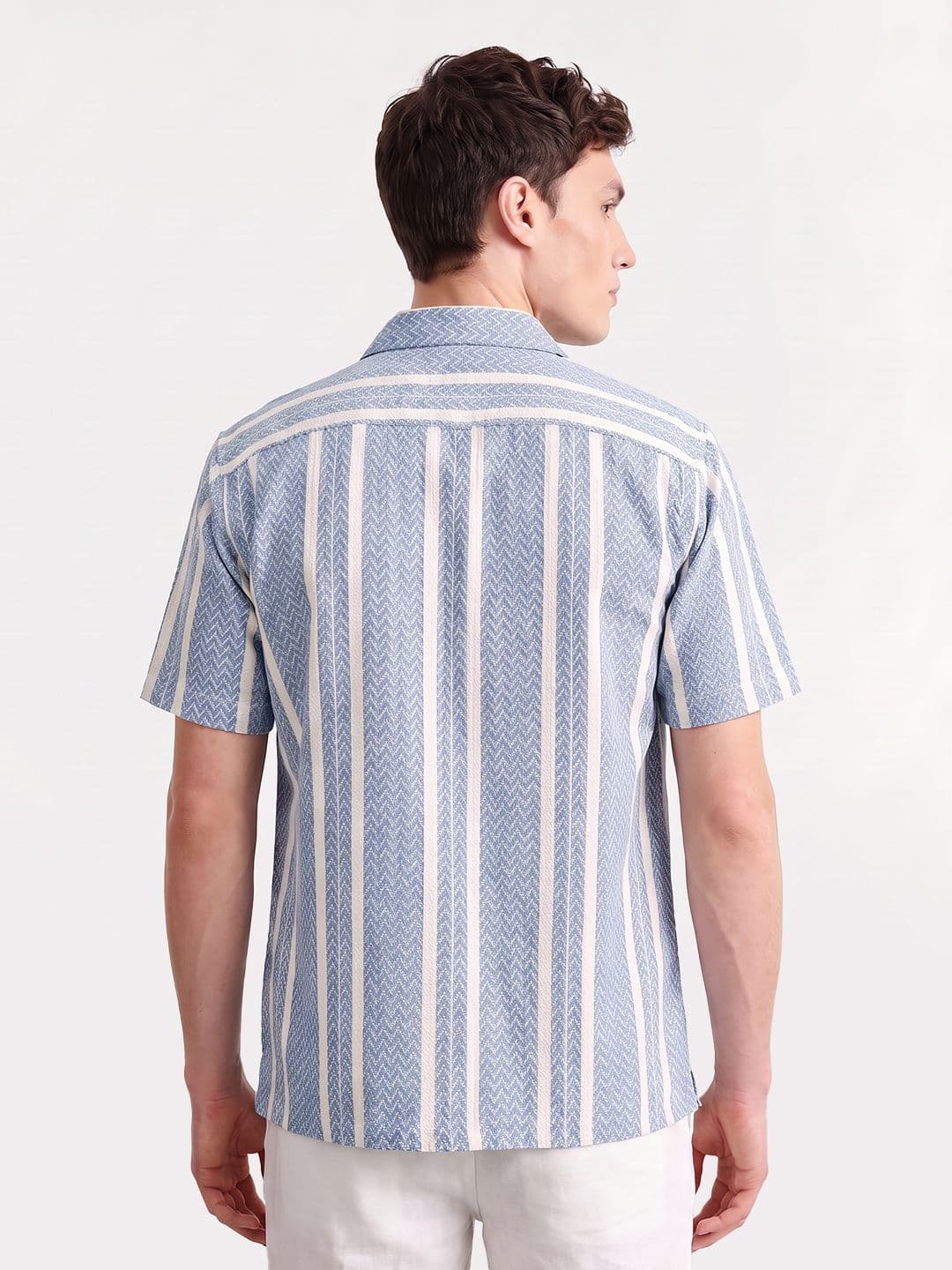 Mast & Harbour Soft Touch Textured Stripe Shirt thumbnail 6