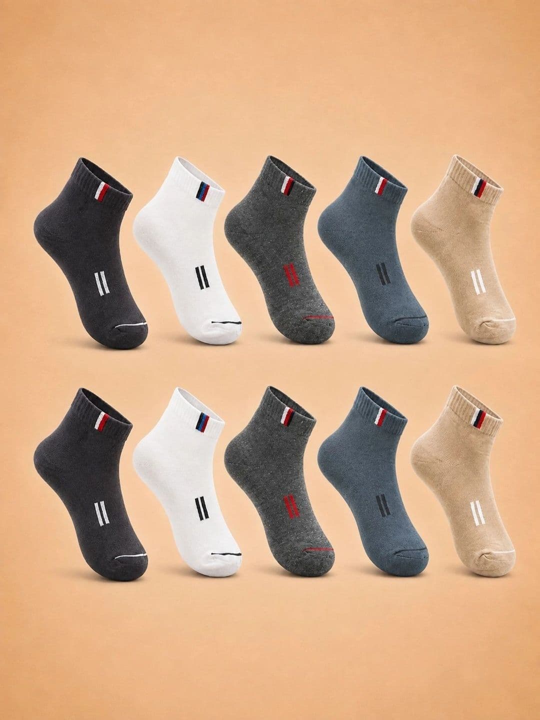 ADDOSSO Men Pack of 10 Cotton Assorted Patterned Ankle Length Socks - view 1