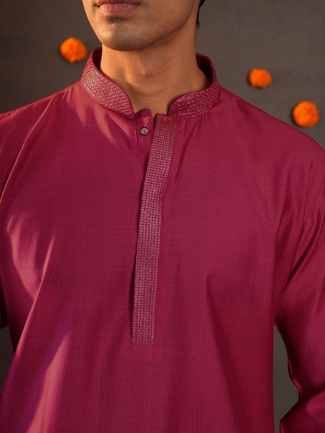 Anouk Men Button Patti Embroidery Straight Kurta thumbnail 7