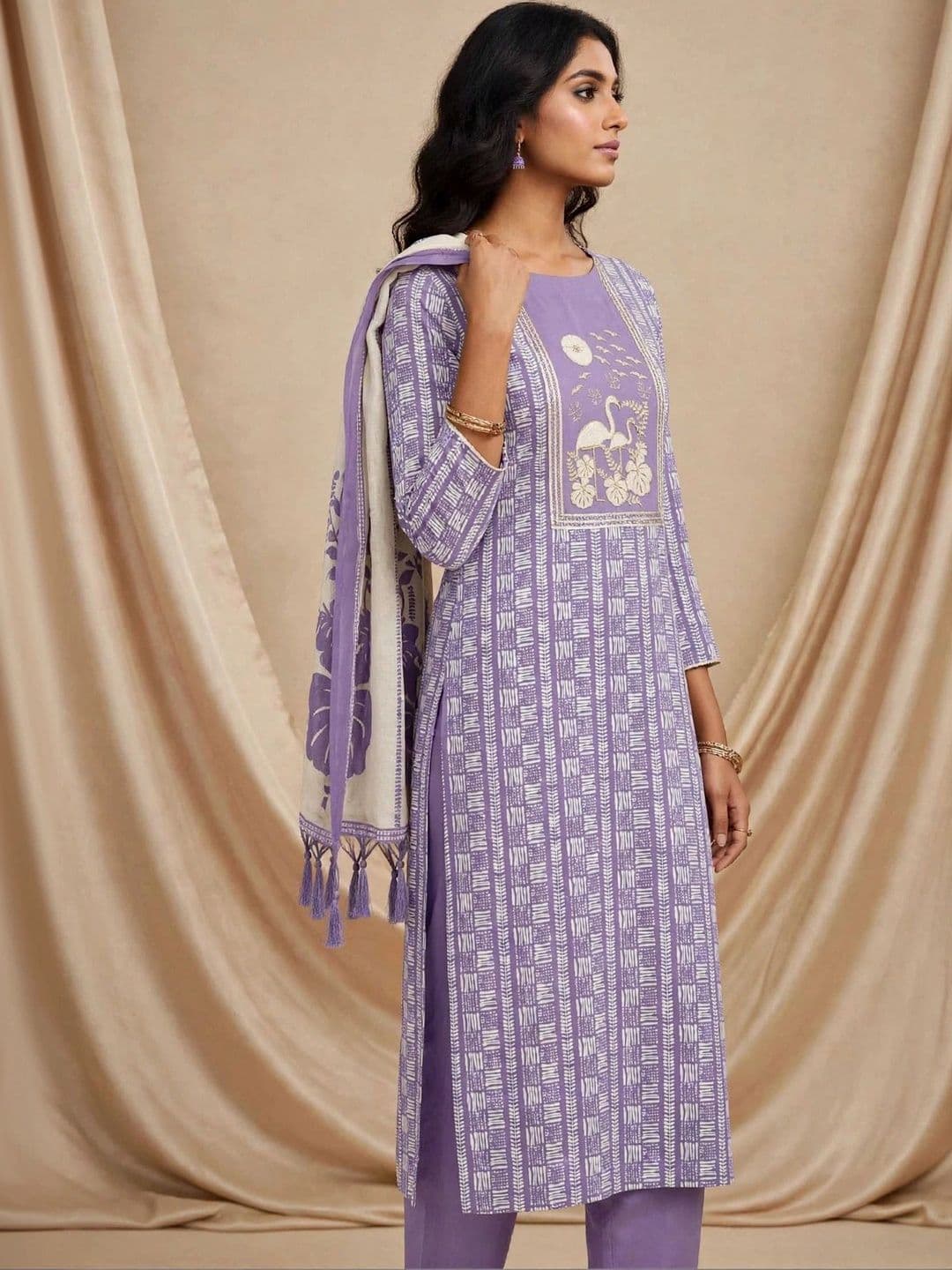 WaCraz Printed Pure Cotton Semi-Stitched Dress Material thumbnail 4