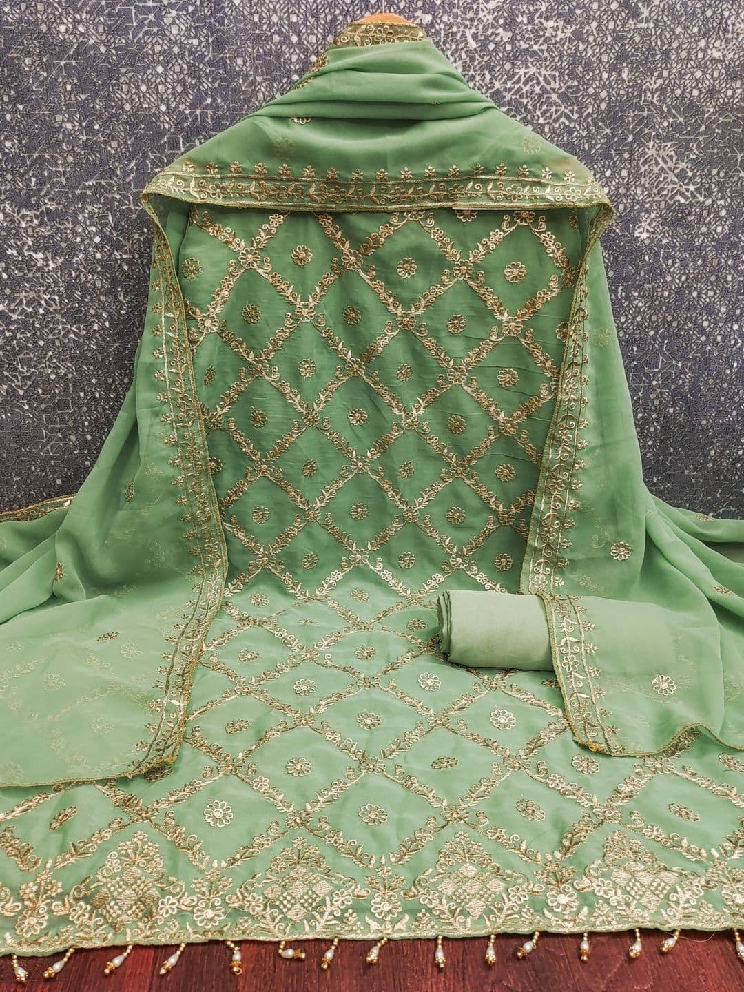 LeeliPeeri Designer Embroidered Unstitched Dress Material thumbnail 2