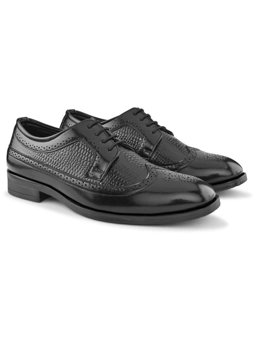 House of Pataudi Men Textured Formal Brogues thumbnail 2