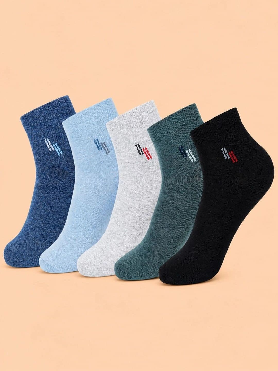 ADDOSSO Men Pack of 5 Cotton Assorted Patterned Ankle Length Socks - view 1