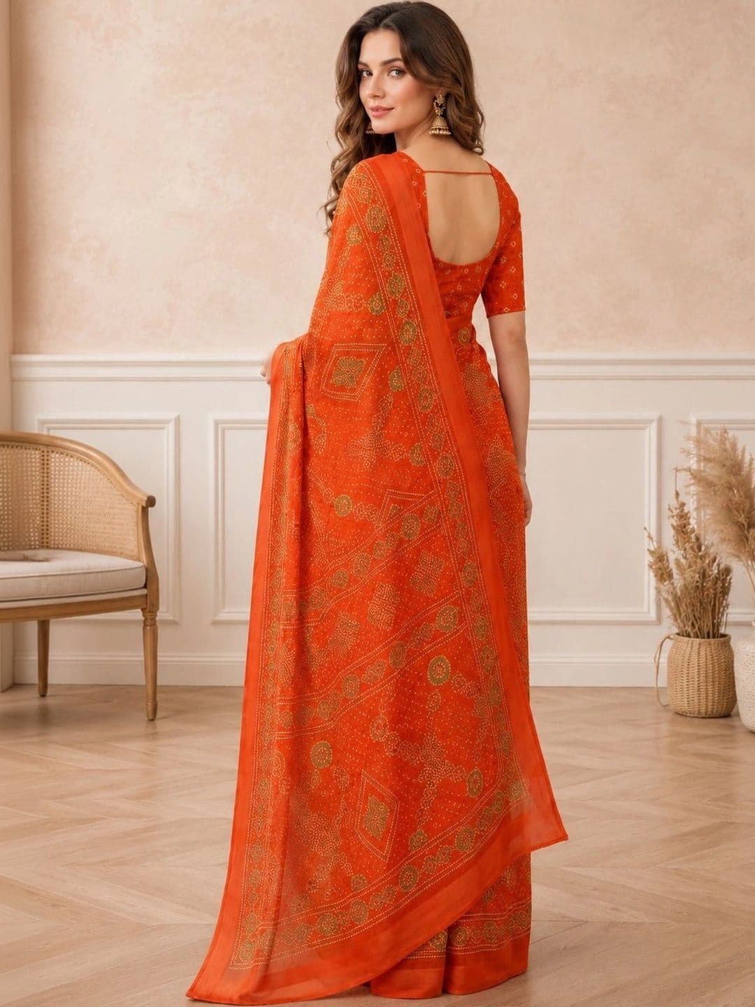 all about you Women Poly Chiffon Fusion Bandhani Saree thumbnail 3