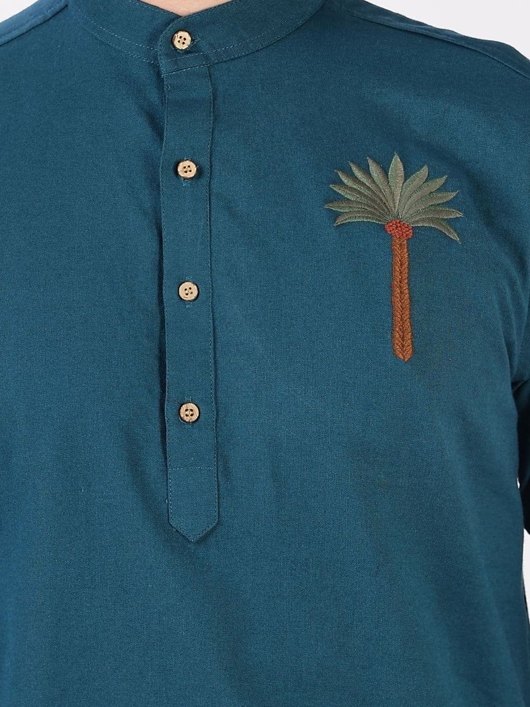 Anouk Men Embroidered Rolled up Sleeves Short Kurta thumbnail 3