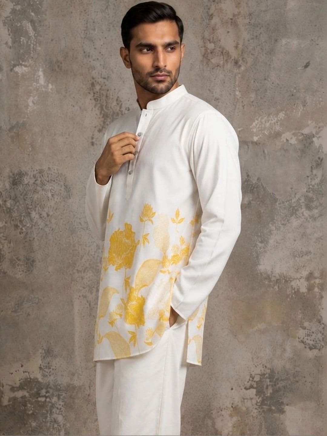 Jompers Men Floral Printed Floral Kurta thumbnail 4