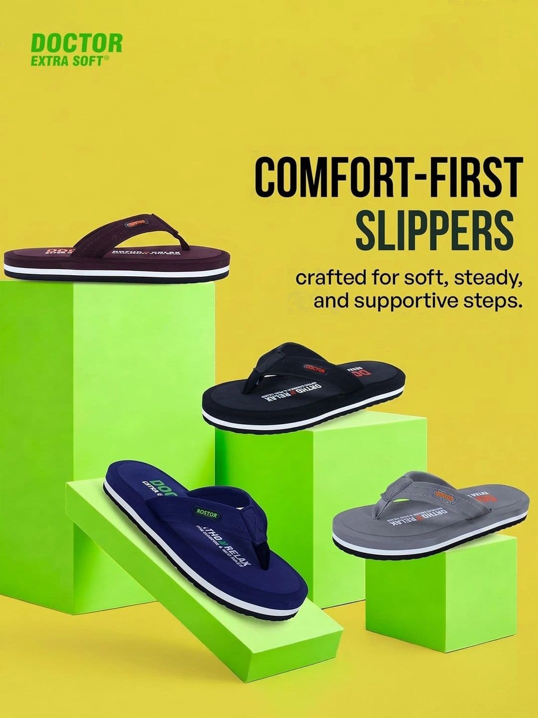 DOCTOR EXTRA SOFT Men Non-Allergenic Sweat Wicking Anti-Skid Thong Flip-Flops thumbnail 7